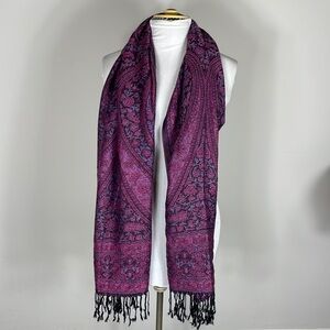Extra wide classy purple and magenta paisley scarf
